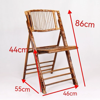 Chaise pliante en bambou empilable, pliable et durable pour mariage, événement, banquet, location et vente au détail