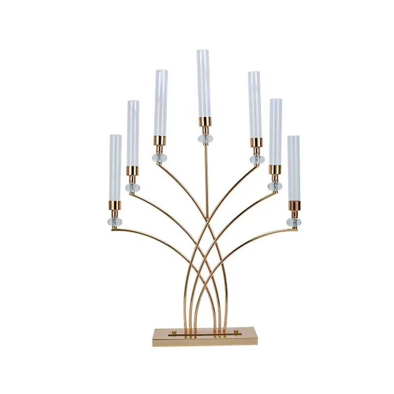 Tempat lilin logam Candelabra 7 Lengan pilar lancip lilin Candelabra, 7 Lengan tempat lilin pernikahan dudukan lilin logam