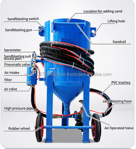 Máquina de arenado móvil de alta presión para eliminación de óxido, tanque manual para arenado en húmedo y seco, pulido sin polvo - Product Image 2