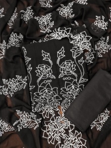 Conjunto de Salwar Kameez Tradicional de Georgette para Exportación Dhwaja (Parte Superior con Bordado FOUX JORJET Interior de 2.30m) Parte Inferior (Seda SANTON de 2.40m) - Product Image 6