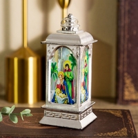 Hstyle LED Leuchtende Jesus-Windlampe Feiertagsdekoration Europäische Kirchenkerzenlampe Dekorationen mit Batterien in Vier Farben