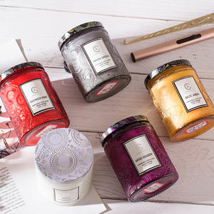 Ev ürünleri kabartmalı cam bardak doğum günü dumansız soya balmumu hediye kutusu aromaterapi mum toptan - Product Image 1