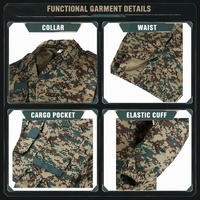Uniforme tactique BDU en camouflage numérique côtier, polyester et coton, pour entraînement tactique, personnalisable OEM CE ISO