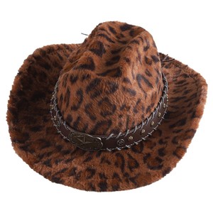 Sombrero Vaquero con Estampado de Leopardo ZhenXi, Talla M56-58cm, Forrado de Felpa, Cálido para Otoño e Invierno - Product Image 5