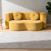 Sofá Cama Modular Moderno de Esquina de Tres Plazas con Tapizado de Tela y Relleno de Esponja para Sala de Estar