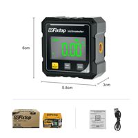 Inclinomètre numérique GSFixtop Pro avec écran rétroéclairé, auto-nivelant électronique pour la mesure d'angle et de pente, travaux de nivellement