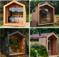 Ruang Sauna Taman Modern Bergaya untuk 6 Orang, Mewah, Dilengkapi Speaker Bluetooth, Fungsi Inframerah Jauh, Kayu Hemlock, Vila Uap Kering