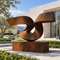 Sculpture abstraite moderne en acier corten, patine de rouille, art métallique personnalisé pour parcs, places, hôtels, paysages et propriétés