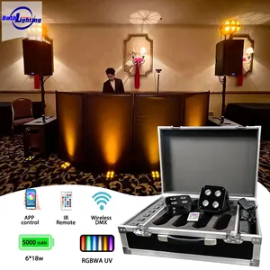 両方の照明ミニアップ照明IR44 * 12w RGBWA UV6in1バッテリーワイヤレスDMXアップライト結婚式のDJイベントパーティー用