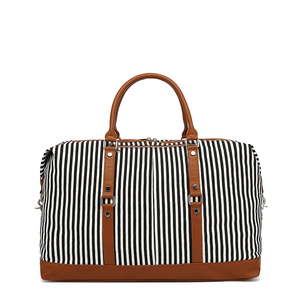 Bolsa de viaje a rayas clásica personalizada, bolsa de viaje de lona para equipaje de mano, paquete de viaje para hombres y mujeres - Product Image 6