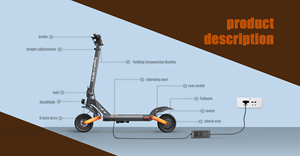 Scooter pliable Kugookirin Pro 600W 15Ah avec batterie au lithium, autonomie de 55 km, vitesse de 45 km/h, certifié CE - Product Image 3