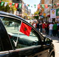Drapeau carré du Maroc en polyester avec mât en acrylique - Accessoire sportif à séchage rapide et durable