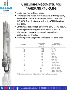 VISÓMETRO BALAJI INDIA(BI) UBBELOHDE de alta calidad, viscosímetro Manual, máquina de análisis elemental de vidrio de borosilicato indio - Product Image 3