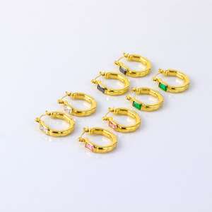 <span class=keywords><strong>2023</strong></span> bijoux pour femmes en acier inoxydable plaqué or 18 carats français Simple or boucles d'oreilles en forme de C carré Zircon boucle d'oreille étanche - Product Image 3