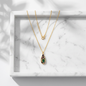 Hot Selling Mohave Mix Copper Turquoise Teardrop Pendant <b>Necklace</b> Brass 18k Gold Plated <b>Statement</b> Jewelry Cable Chain <b>Necklace</b> - Product Image 3