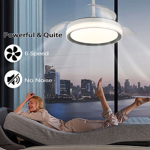 Ventilateur de plafond LED à 3 pales, dimmable, doré, semi-encastré, faible niveau sonore, design moderne pour la maison et l'hôtel - Product Image 2