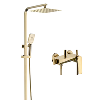 Système de douche Weihao en laiton brossé doré non revêtu, mitigeur mural apparent, kit de douche avec pommeau rond pour salle de bain