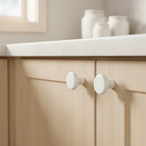 Bouton Cylindrique Moderne en Alliage de Zinc Blanc Mat, Fabrication OEM, Installation Facile pour Meubles, Armoires, Tiroirs de Cuisine et Commodes - Product Image 2