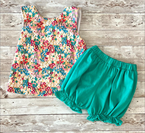 GSSO3197 Vente en gros personnalisée Petits ensembles de vêtements pour filles avec nœuds colorés Tenues d'été à manches courtes Ensemble de vêtements pour enfants - Product Image 2