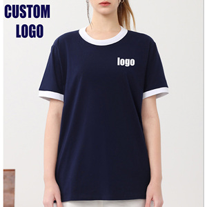 เสื้อยืดแขนสั้นสีตัดต่อแบบเรียบง่ายขายส่งเสื้อยืดลำลองพิมพ์โลโก้เสื้อยืดแบบกำหนดเองสำหรับผู้ชาย - Product Image 2