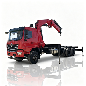 รถบรรทุกติดเครนตงเฟิงสีแดง 6x4 พร้อมบูมพับได้และชุดปั๊มหลักสำหรับงานก่อสร้าง - Product Image 1