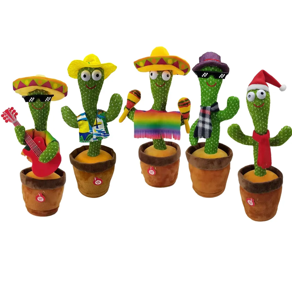 Hot Sale Funny Stuffed Soft Twisting Dancing Singing Cactus Doll Talking Christmas Gift Plush Electric Toy with Light and Musics