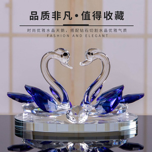 Ornement de voiture en cristal Cygne, design couple, décoration de mariage, cristal blanc transparent, style contemporain - Product Image 3