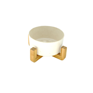 Bol pour chat en céramique surélevé-Bol de nourriture pour chat avec support en bambou-Plat pour chien surélevé pour chiots-<span class=keywords><strong>Anti</strong></span>-vomissement, sans stress - Product Image 1