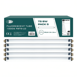 Tubo fluorescente T5 8W, confezione da 5, 28,8x1,6x1,6 cm, luce a risparmio energetico - Product Image 2