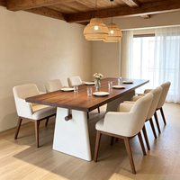 Table à manger rectangulaire en bois de frêne massif, style Wabi-Sabi moderne, écologique et durable, meubles pour la maison