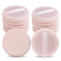 Houppettes de maquillage roses en coton, houppettes rondes pour poudre, houppettes en velours pour poudre libre, lavables
