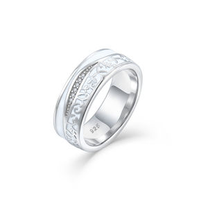 <span class=keywords><strong>Bague</strong></span> élégante d'inspiration vintage avec des motifs gravés délicats <span class=keywords><strong>Bague</strong></span> unisexe en argent sterling 925 - Product Image 1