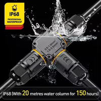 Conector de alimentación impermeable IP68 de 2 P, 3 pines, tipo T, conector rápido sin tornillos de 3 vías para cámara de seguridad, cableado de jardín, paneles solares