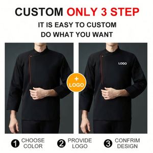 Conjunto de Uniforme de Trabajo de Cocina, Chaqueta de Chef Negra de Color Sólido, Manga Larga, Ropa Personalizada para Restaurante, Fabricantes de Uniformes - Product Image 3