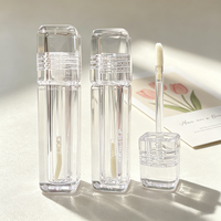 Nouveau tube de brillant à lèvres carré rond transparent de luxe en PETG, étiquetage personnalisé, conteneur vide de 5 ml pour blush, emballage