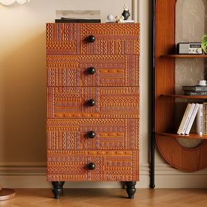 Aparador de mango tallado vintage negro de Bélgica, mueble de almacenamiento de gran capacidad con cinco cajones, armario de estilo antiguo para sala de estar - Product Image 4