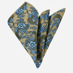 ผ้าแจ็คการ์ดทอลาย Paisley สีเหลืองและสีน้ำเงิน - Product Image 2