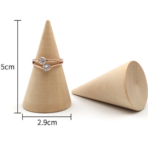 Bitmemiş özel hammadde ahşap ahşap halka koni takı ekran için - Product Image 4