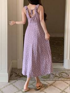 In-stock/custom-made <strong>PVC</strong> purple Polka Dot Halter <strong>Dress</strong> Casual Eco-Friendly Washable for Women's Summer Corset Mid-length - Product Image 5