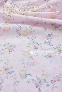 Tecido bordado personalizado para roupas femininas Tecido bordado floral rosa vintage