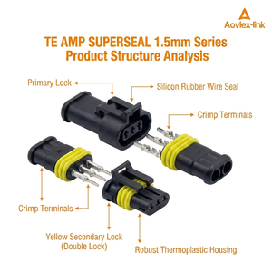 18AWG 자동차용 방수 전기 와이어 커넥터 플러그 소켓 키트 (10cm 와이어 포함) 슈퍼실 1.5mm 시리즈 282107-1 - Product Image 4