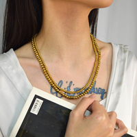 Collier tendance en acier inoxydable plaqué or 18 carats avec pendentif turquoise pour amoureux, chaîne à maillons, idéal pour anniversaire, pour femmes et hommes, vente en gros