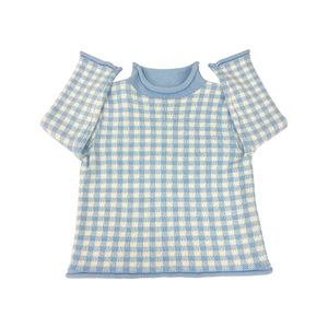 Maglione a Collo Alto per Bambini in Cotone 100% Organico, Pullover a Quadretti per Bambini, Maglieria Spessa 7GG per Autunno e Inverno - Product Image 2