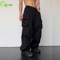 Herren Casual Streetwear Real Tree Camo Loose Fit Nylon Fallschirmhose mit Mehreren Taschen und Kordelzug am Saum