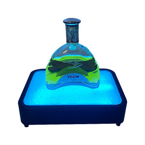 Soporte para vino iluminado con LED, bandeja cuadrada azul hielo para bar, fiesta, diseño moderno - Product Image 5