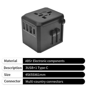 Personalized Travel <b>Adapter</b> Custom Logo Universal 5 in 1 International Travel Power Adaptor with Type <b>C</b> - Product Image 4