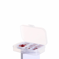 Boîte de rangement pour pointes d'ongles cosmétiques, en plastique, carrée, transparente, vide, type coquille, pour décorations d'ongles