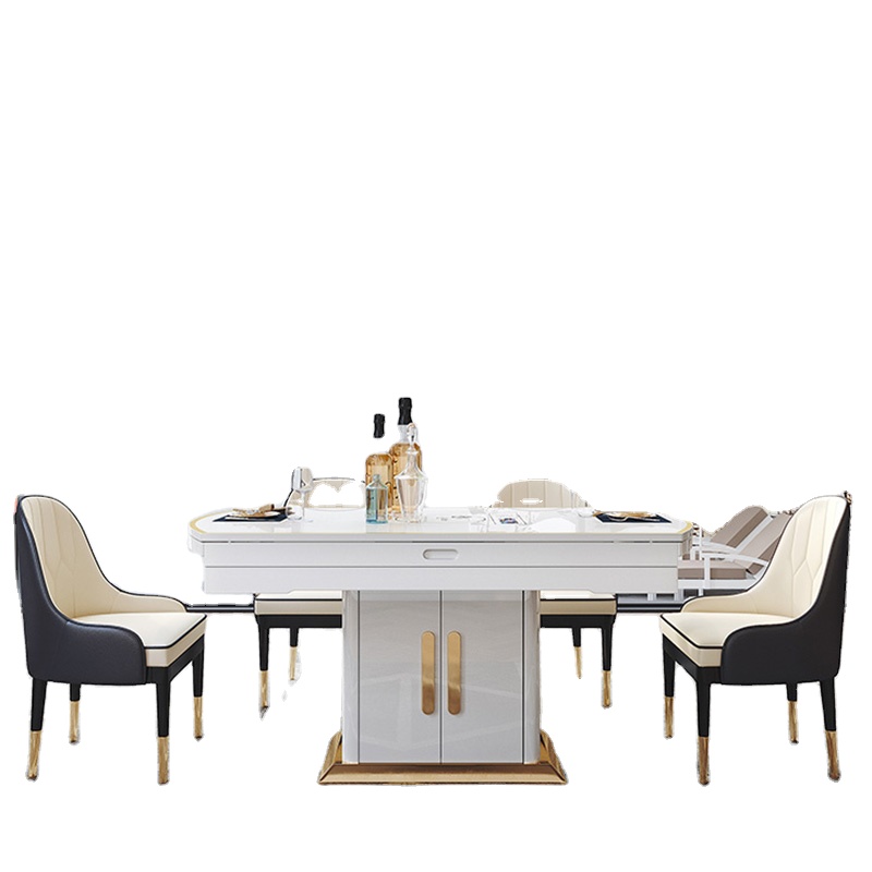 Легкая Роскошная Многофункциональная Мебель для дома, полностью деревянная рама, закаленный обеденный стол со стеклянной крышкой