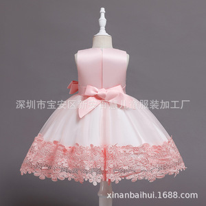 Pink Princess Dress For Girls A-Line Satin Flower Girl Gown With Bow Backless Design BH16 - Product Image 4