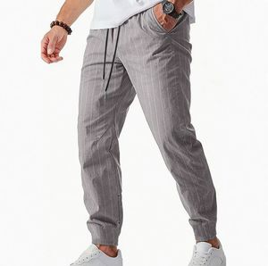 Nuovi Pantaloni Casual <span class=keywords><strong>a</strong></span> <span class=keywords><strong>Righe</strong></span> in <span class=keywords><strong>Lino</strong></span> per Uomo 2026, Vestibilità Comoda Stile Americano, Pantaloni Sportivi per Tutte le Stagioni - Product Image 4